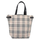 BURBERRY Nova Check Blue Label Tote Bag Canvas Beige Silver Auth hk4052A-2