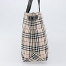 BURBERRY Nova Check Blue Label Tote Bag Canvas Beige Silver Auth hk4052A-3