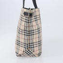BURBERRY Nova Check Blue Label Tote Bag Canvas Beige Silver Auth hk4052A-4