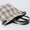 BURBERRY Nova Check Blue Label Tote Bag Canvas Beige Silver Auth hk4052A-6