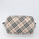 BURBERRY Nova Check Blue Label Tote Bag Canvas Beige Silver Auth hk4052A-5