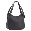 SAINT LAURENT Tote Bag Leather Dark Brown Silver Auth hk4053-1