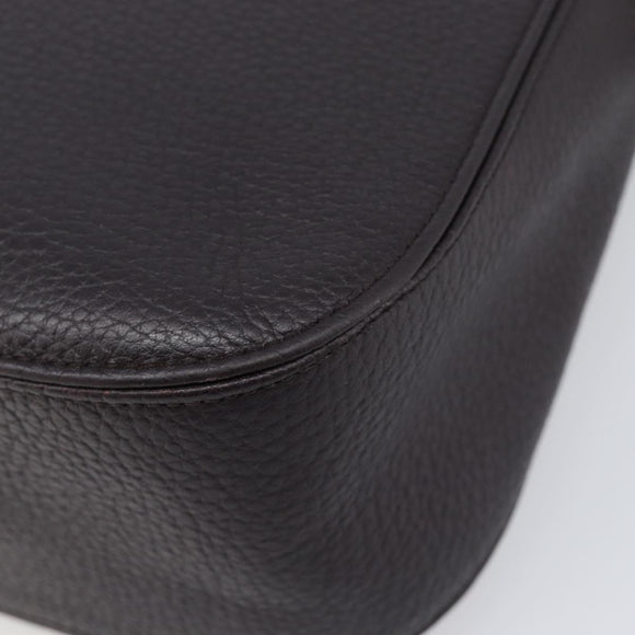 SAINT LAURENT Tote Bag Leather Dark Brown Silver Auth hk4053