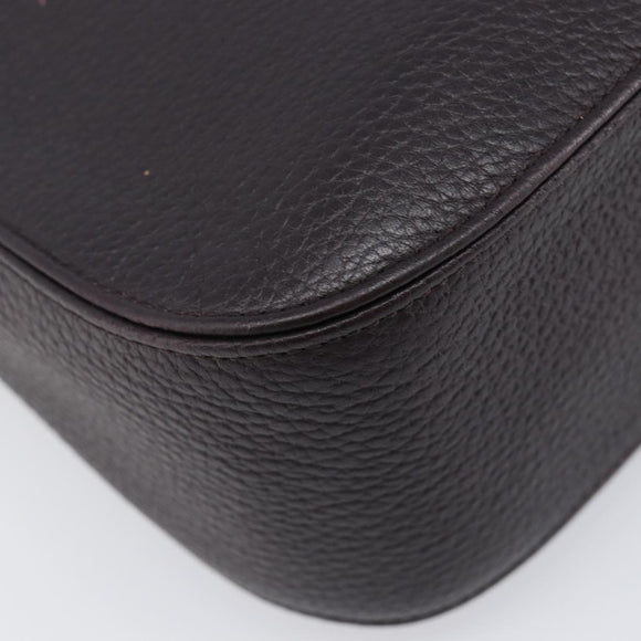 SAINT LAURENT Tote Bag Leather Dark Brown Silver Auth hk4053