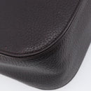 SAINT LAURENT Tote Bag Leather Dark Brown Silver Auth hk4053-14