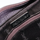 SAINT LAURENT Tote Bag Leather Dark Brown Silver Auth hk4053-17