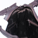 SAINT LAURENT Tote Bag Leather Dark Brown Silver Auth hk4053-20