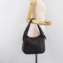 SAINT LAURENT Tote Bag Leather Dark Brown Silver Auth hk4053-24