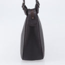 SAINT LAURENT Tote Bag Leather Dark Brown Silver Auth hk4053-4