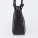 SAINT LAURENT Tote Bag Leather Dark Brown Silver Auth hk4053-5