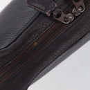 SAINT LAURENT Tote Bag Leather Dark Brown Silver Auth hk4053-7