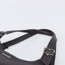 SAINT LAURENT Tote Bag Leather Dark Brown Silver Auth hk4053-9