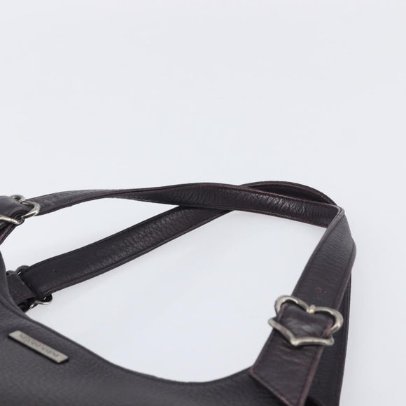 SAINT LAURENT Tote Bag Leather Dark Brown Silver Auth hk4053