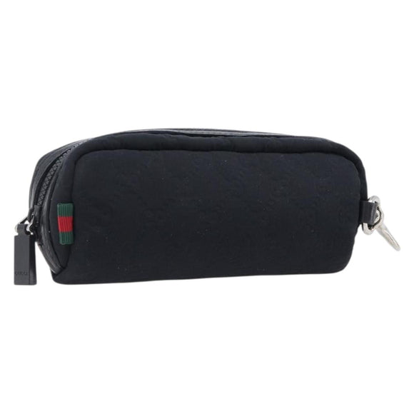 GUCCI GG Canvas Guccissima WebSherry Line Pouch Black Silver 245800 Auth hk4054