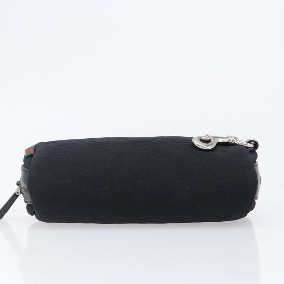 GUCCI GG Canvas Guccissima WebSherry Line Pouch Black Silver 245800 Auth hk4054