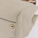 GUCCI Bamboo Hand Bag Leather White Gold 336032 Auth hk4056-10