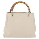 GUCCI Bamboo Hand Bag Leather White Gold 336032 Auth hk4056-13