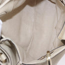 GUCCI Bamboo Hand Bag Leather White Gold 336032 Auth hk4056-21