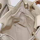 GUCCI Bamboo Hand Bag Leather White Gold 336032 Auth hk4056-22