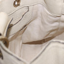 GUCCI Bamboo Hand Bag Leather White Gold 336032 Auth hk4056-23