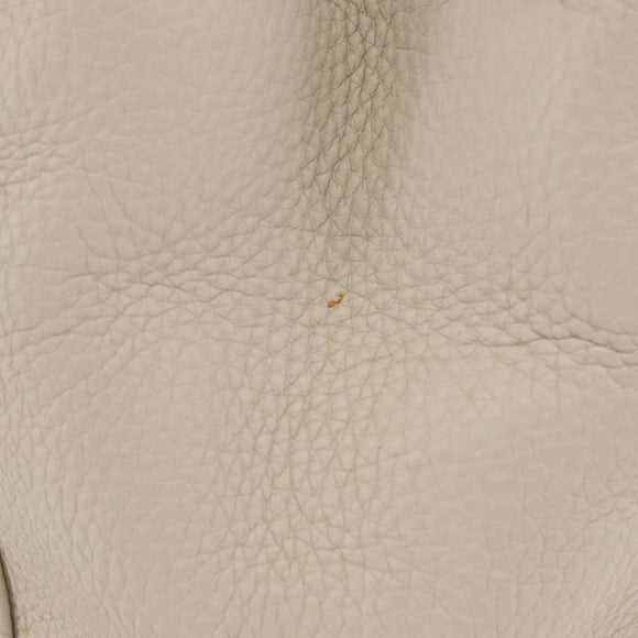 GUCCI Bamboo Hand Bag Leather White Gold 336032 Auth hk4056