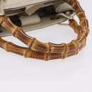 GUCCI Bamboo Hand Bag Leather White Gold 336032 Auth hk4056-8