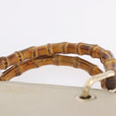 GUCCI Bamboo Hand Bag Leather White Gold 336032 Auth hk4056-9
