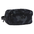 PRADA Clutch Bag Nylon Navy Silver Auth hk4058-1