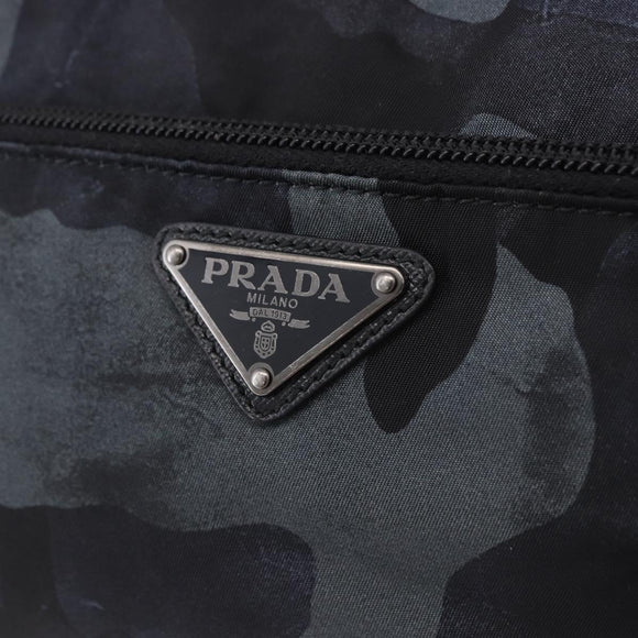 PRADA Clutch Bag Nylon Navy Silver Auth hk4058
