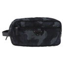 PRADA Clutch Bag Nylon Navy Silver Auth hk4058-13