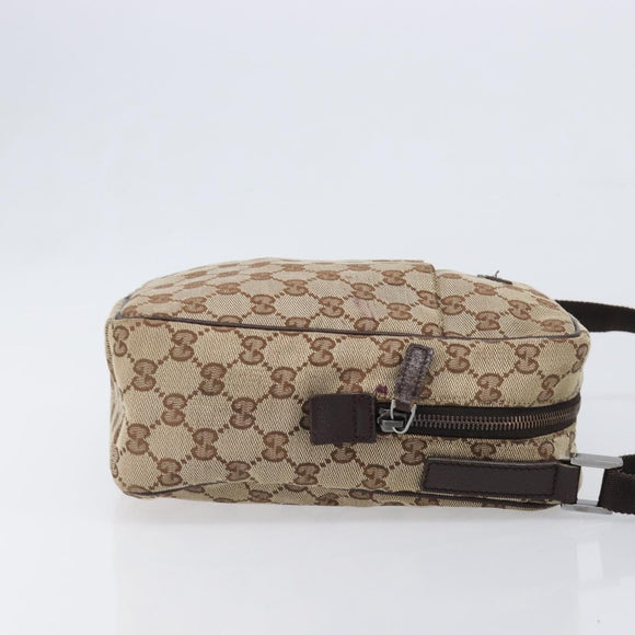 GUCCI GG Canvas Shoulder Bag Beige Silver 122759 Auth hk4061