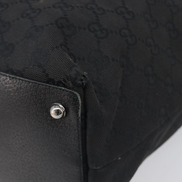 GUCCI GG Canvas Tote Bag Black Silver 120836 Auth hk4062