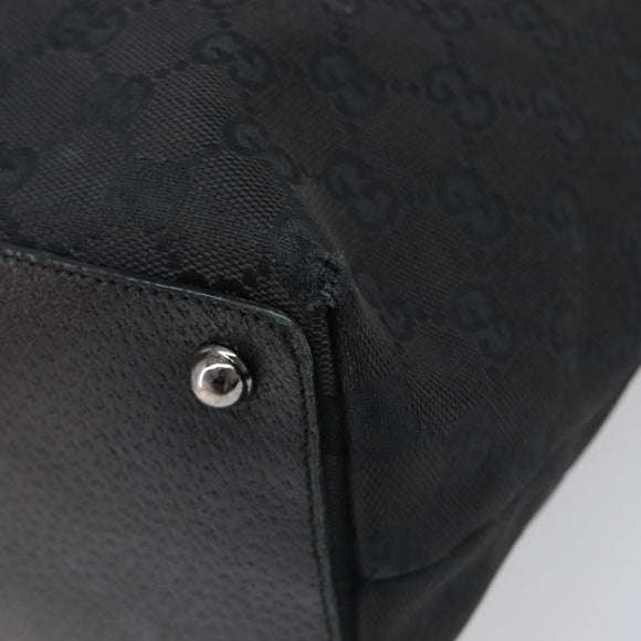 GUCCI GG Canvas Tote Bag Black Silver 120836 Auth hk4062