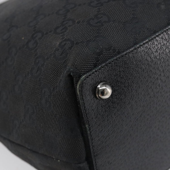 GUCCI GG Canvas Tote Bag Black Silver 120836 Auth hk4062