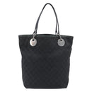 GUCCI GG Canvas Tote Bag Black Silver 120836 Auth hk4062-3