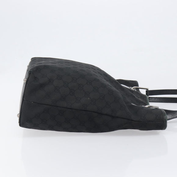 GUCCI GG Canvas Tote Bag Black Silver 120836 Auth hk4062