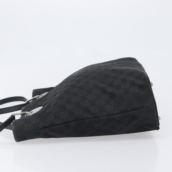 GUCCI GG Canvas Tote Bag Black Silver 120836 Auth hk4062