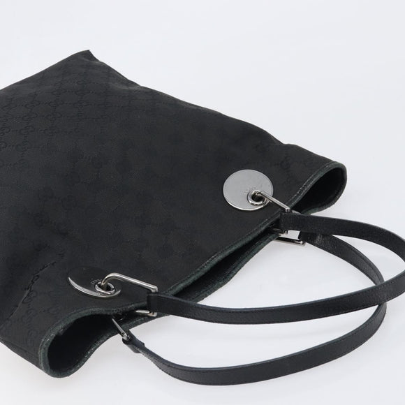 GUCCI GG Canvas Tote Bag Black Silver 120836 Auth hk4062