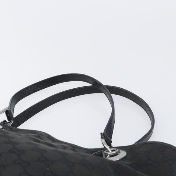 GUCCI GG Canvas Tote Bag Black Silver 120836 Auth hk4062