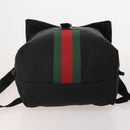 GUCCI Web Sherry Line Backpack Canvas Leather Black Silver 337075 Auth hk4063A-11