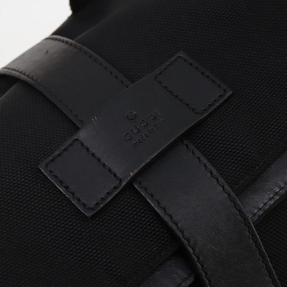 GUCCI Web Sherry Line Backpack Canvas Leather Black Silver 337075 Auth hk4063A