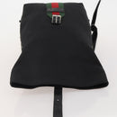 GUCCI Web Sherry Line Backpack Canvas Leather Black Silver 337075 Auth hk4063A-18