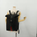 GUCCI Web Sherry Line Backpack Canvas Leather Black Silver 337075 Auth hk4063A-26