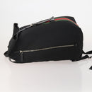 GUCCI Web Sherry Line Backpack Canvas Leather Black Silver 337075 Auth hk4063A-5