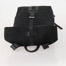 GUCCI Web Sherry Line Backpack Canvas Leather Black Silver 337075 Auth hk4063A-6