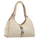 GUCCI Jackie Hand Bag Canvas Beige Silver 002 1067 Auth hk4065-1
