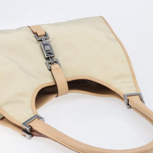 GUCCI Jackie Hand Bag Canvas Beige Silver 002 1067 Auth hk4065