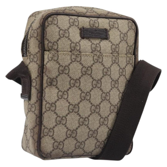 GUCCI GG Supreme Shoulder Bag PVC Beige Silver 122754 Auth hk4066