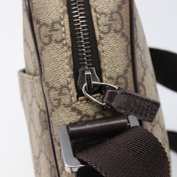 GUCCI GG Supreme Shoulder Bag PVC Beige Silver 122754 Auth hk4066