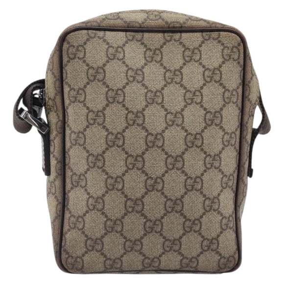 GUCCI GG Supreme Shoulder Bag PVC Beige Silver 122754 Auth hk4066